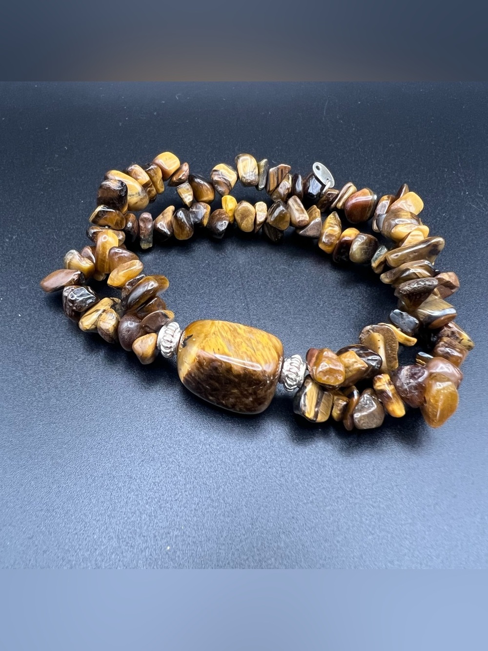 Tigers Eye & Sterling Stretch Bracelet